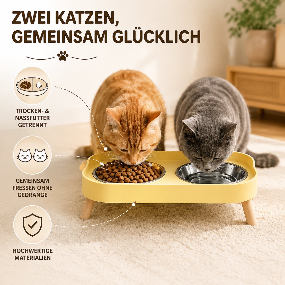 Elevated Cat Food Bowl Set with 2 Stainless Steel Bowls, Raised Pet Feeding Station, Ergonomic Double Cat Bowl for Food and Water, Easy Clean Design — cadeau in Cadeau-ideeën - foto 4