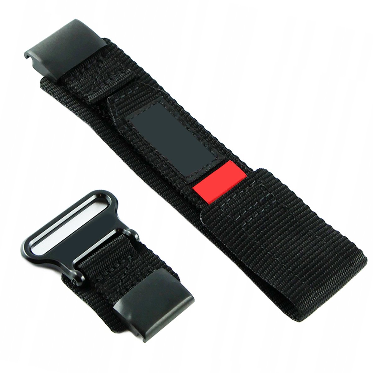 Horlogebandje - Nylon bandje voor Garmin Fenix ​​​​3/5X/6X/6X Pro/7X/7X Pro/8 (51mm) - 26cm bandje - Klittenband - Zwart