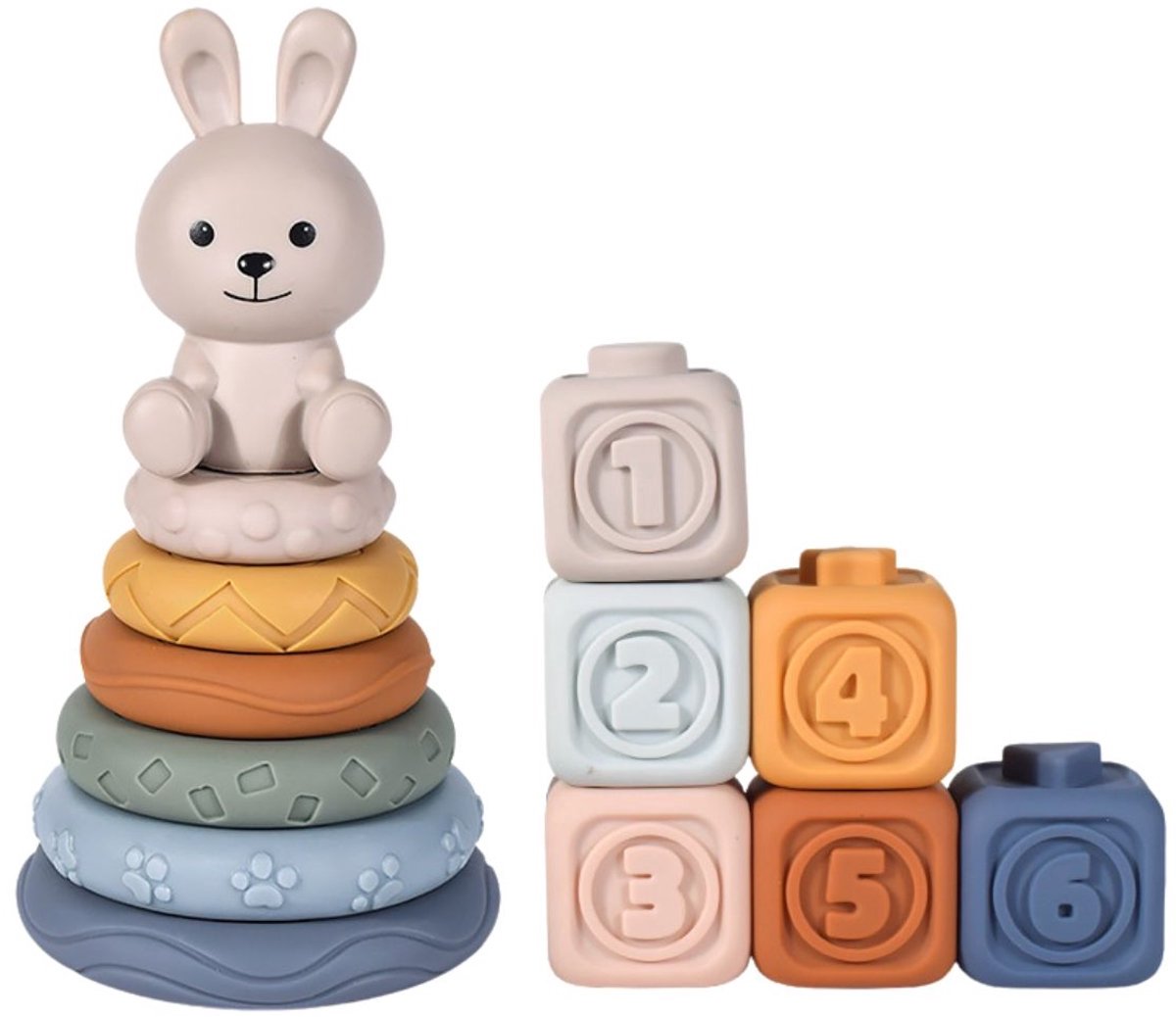 casalora - Baby Speelgoed Stapelstenen en Stapeltoren Set - Sensorisch Speelgoed 6 maanden - Baby Stapelblokken 1 jaar - Motoriek Speelgoed 2 jaar - Montessori speelgoed - Meisjes speelgoed 0-2 jaar jongens - Peuter speelgoed