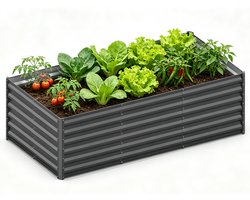 Soontrans - Verhoogde Metalen Plantenbak - 180X90X60cm - Rechthoekig Verzinkt Staal - Groot Plantenbed voor Groenten - Bloemen en Kruiden - Tuin Tuinbed & Terras Bloembed - Zwart