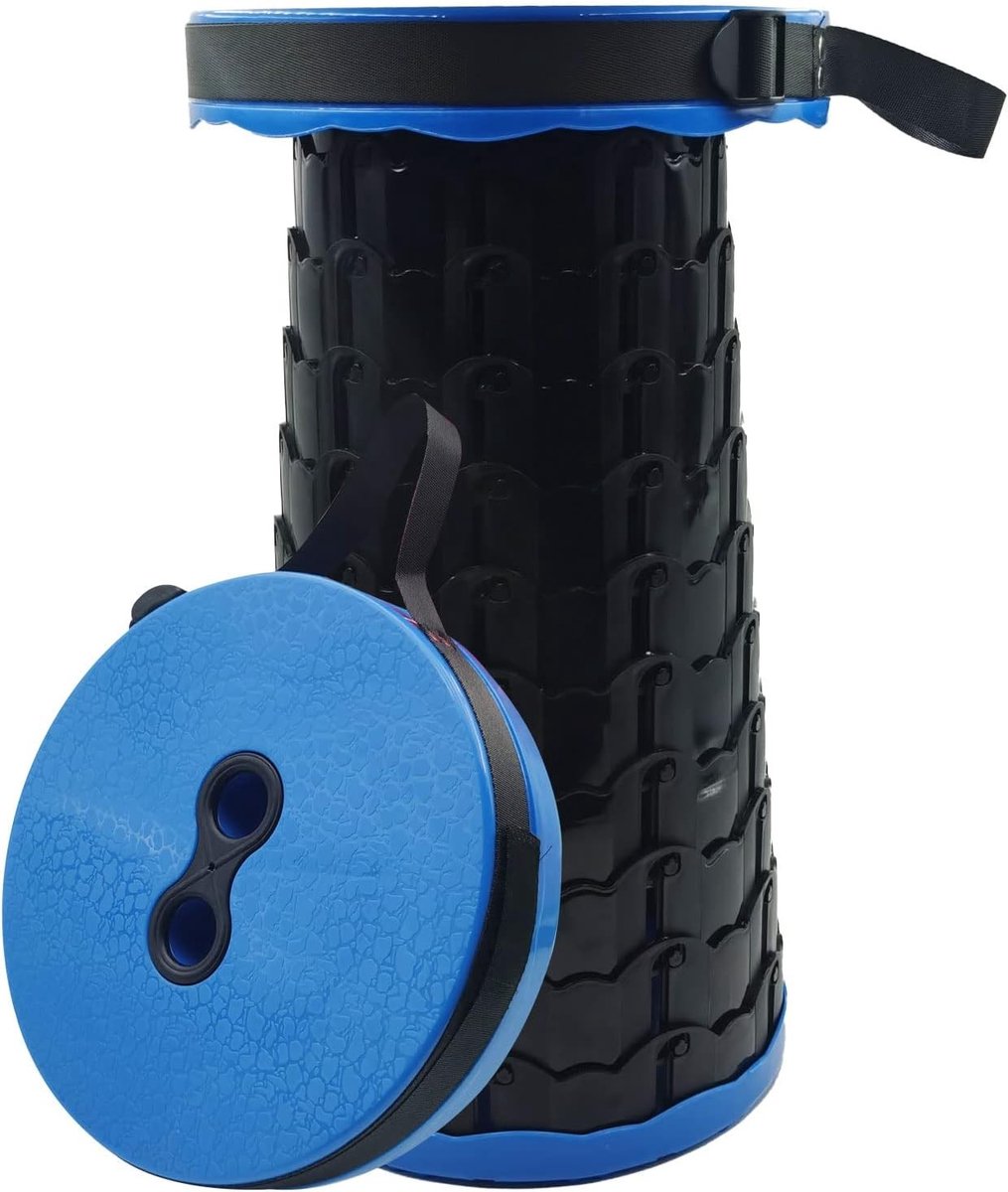 Campinggasten - Campingkruk - Blauw - 26 cm diameter - Draagbare en Verstelbare Hoogte - Voor Buitenactiviteiten