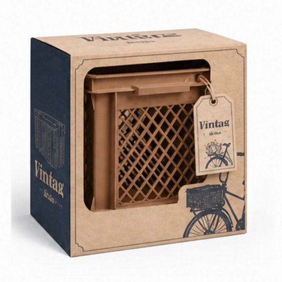 Vintag Fietskrat - 26 Liter - 40 x 30 x 22 cm - Kunststof - Bruin — afbeelding 3