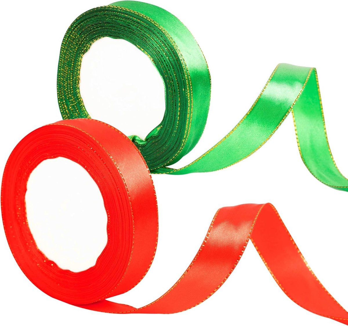 20mm Breed Rood en Groen Kerstrijgband voor Cadeauverpakking - 22m Satijnen Ribbons voor Kerstcadeaus, Versiering, en Ambachtelijke Projecten