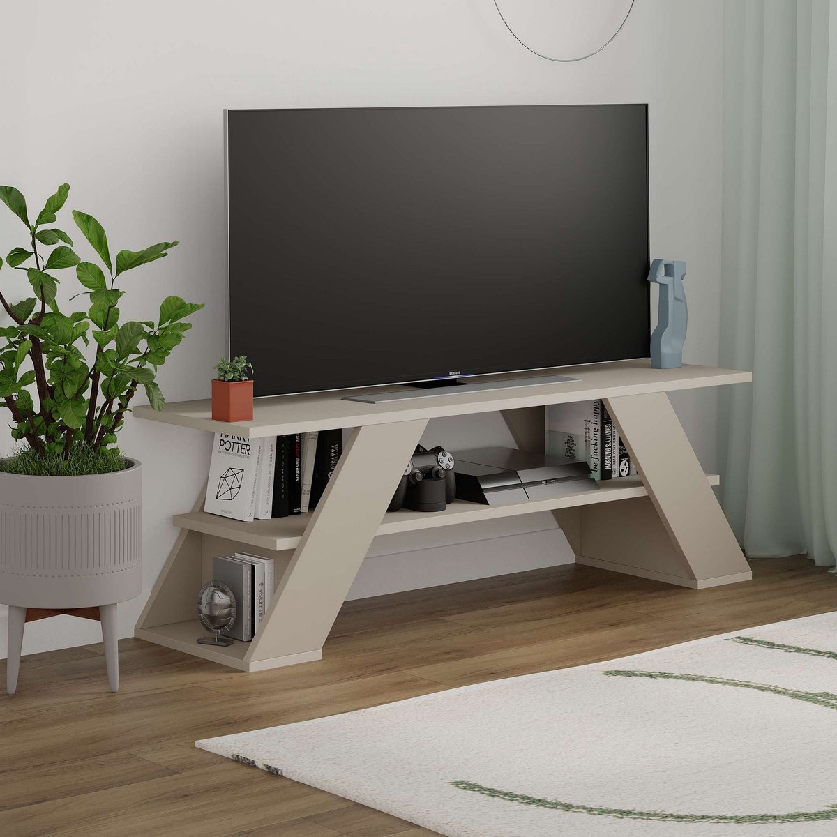 Skye Decor , Tv-standaard, Farfalla - Sandstone, Gemelamineerde spaanplaat, Zandsteen, 120 x 33,5 x 40 cm