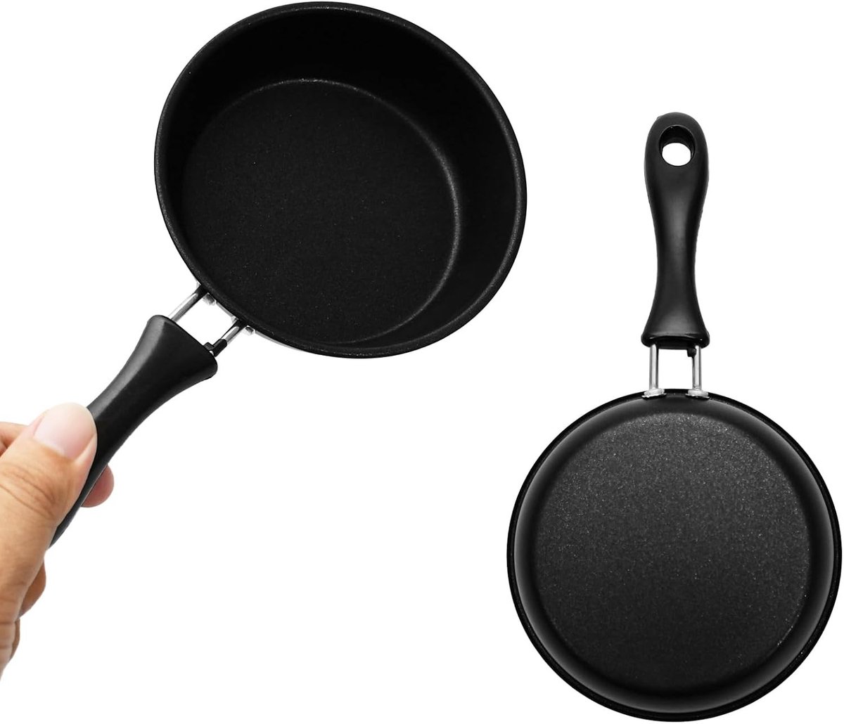Mini-gietijzeren Braadpan - Zwart - 12 cm - Met Antiaanbaklaag - Voor Eieren en Pannenkoeken
