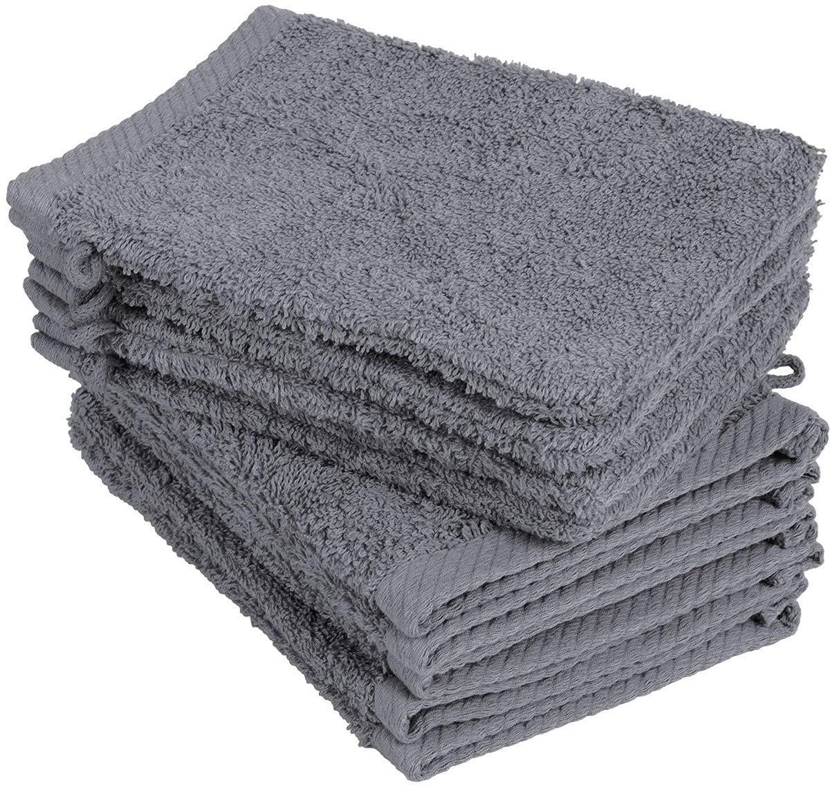 BaSaTex set van 10 washandjes, washandje afmeting 15x21 cm in antraciet 100% katoen - ShopVlot