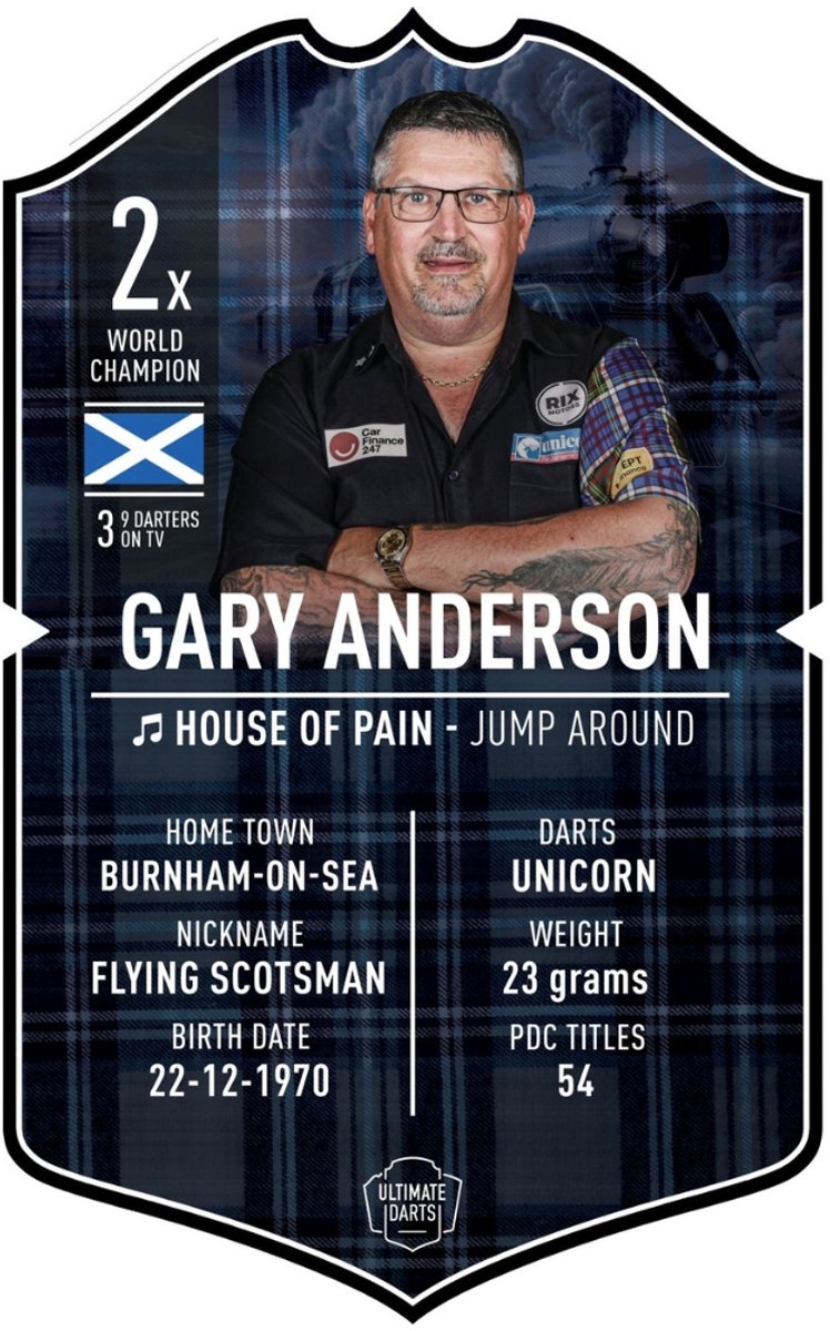 Ultimate Darts Card Gary Anderson - Darts