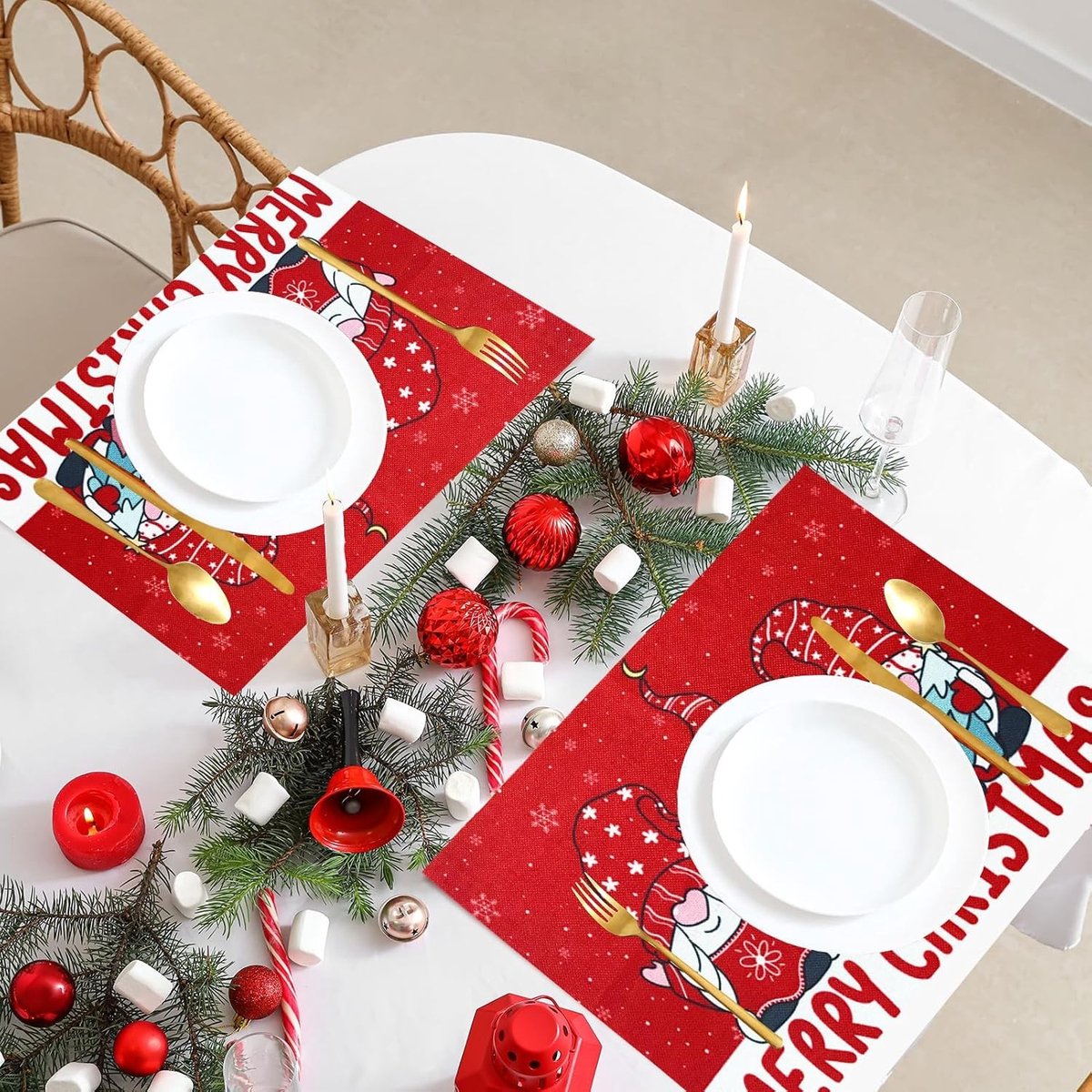 Placemats plastic - Rood - 40 x 30 cm - Kerst Thema - Voor Feestdagen