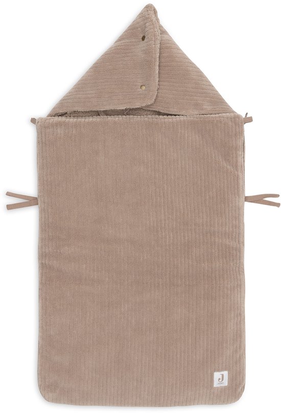 Jollein Voetenzak voor Autostoel & Kinderwagen - Cloudy Rib - Katoen - 42x82cm - Milky Coffee — afbeelding 3