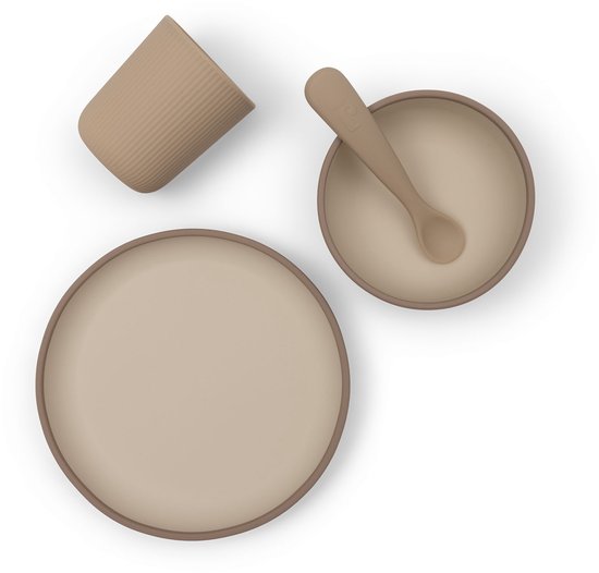 Jollein Kinderserviesset Siliconen - met Bord, Kom, Beker - Natural Shades van Jollein — afbeelding 3