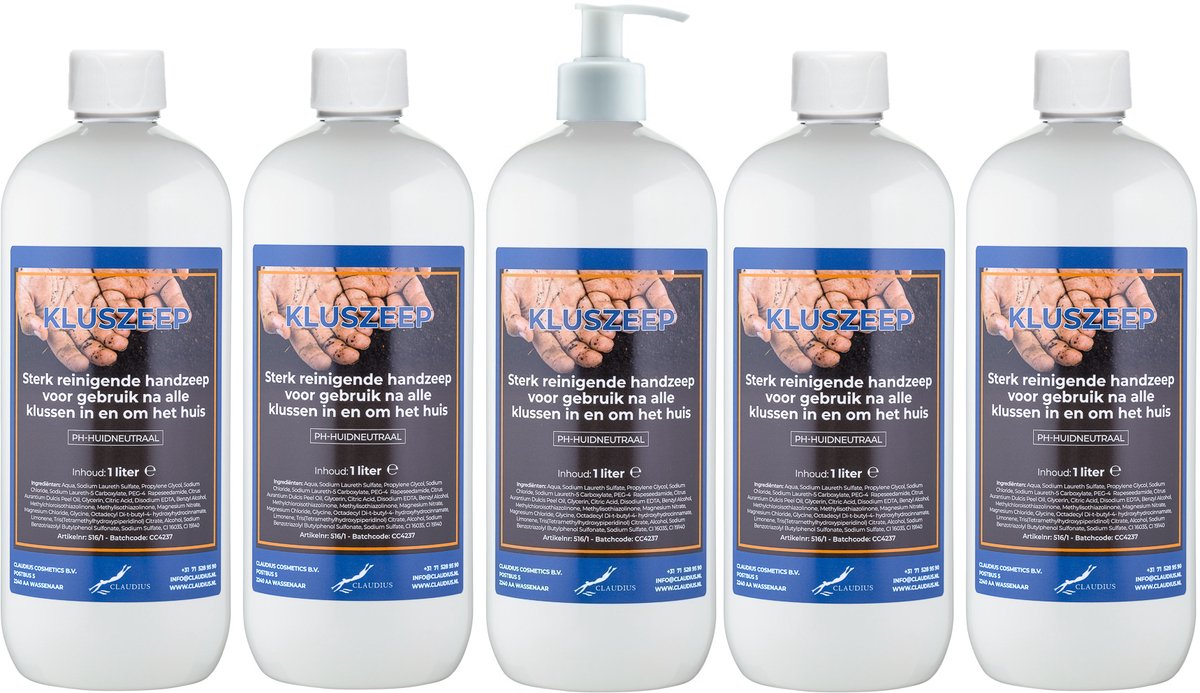 Kluszeep 1 liter - set van 5 stuks - met gratis pomp - Voordeelverpakking