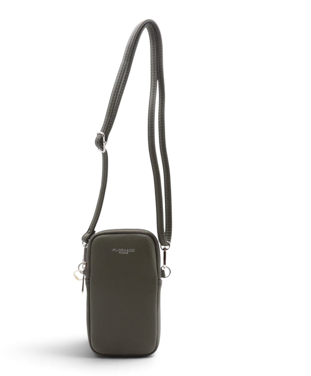 Flora & Co - Paris - Handig Crossbody hand/telefoontasje voor mobiel - gsm - kaki/groen - 2 vakken