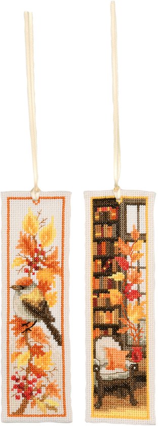 Vervaco - Bladwijzer kit Herfst set van 2 - PN-0219145 - Borduren - Borduurpakket - Borduurpakket volwassenen - Borduurpakket kind