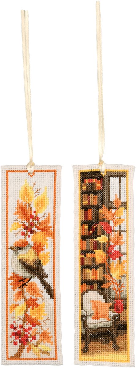 Vervaco - Bladwijzer kit Herfst set van 2 - PN-0219145 - Borduren - Borduurpakket - Borduurpakket volwassenen - Borduurpakket kind