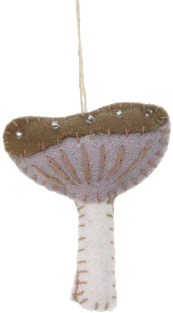 Paddestoel bruin, vilt 6cm