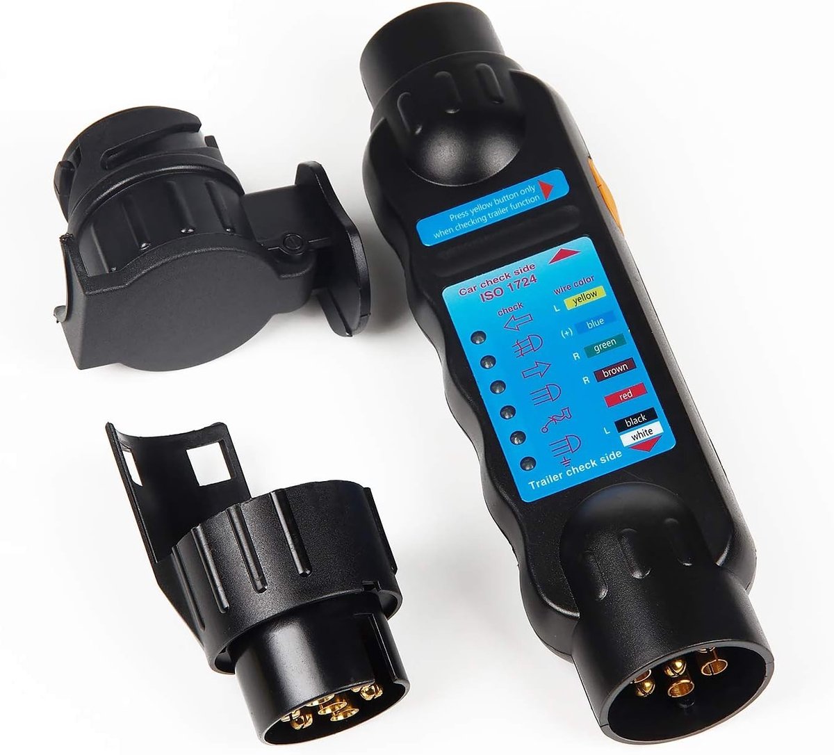 7-Pin Trailer Testapparaat met 7-13 Pin Adapter voor Caravan en Verlichting, 12V Aansluiting