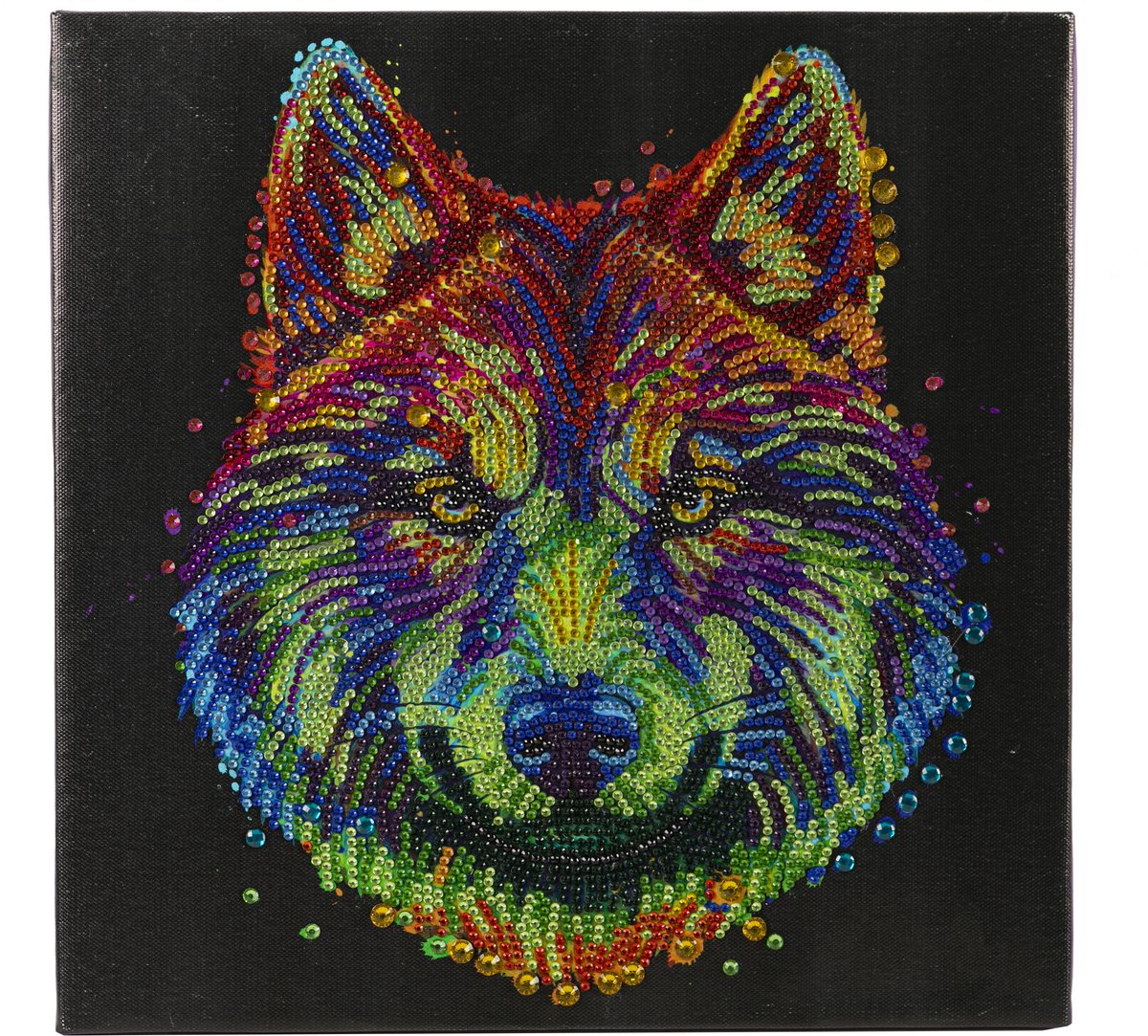 Crystal art Colourful Wolf 30/30 Partial diamant painting