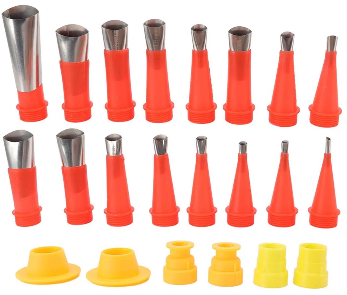 Een set van 16 roestvrijstalen voegmondstukken en 6 voeggereedschappen, Geschikt voor aansluitbasis, Geschikt voor huisdecoratie.