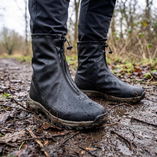 1 paar-overschoenen waterdicht- regenschoenen-regenschoenen overtrek-overschoenen-Overschoenen Waterdicht met Ritssluiting- Regenschoenen Fiets- Waterdicht - Antislip- Geschikt voor fietsen, motorfietsen, scooters en woon-maat 41-42-Zwart — afbeelding 5