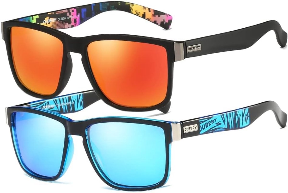 Vintage zonnebril - Blauw en Oranje - Gepolariseerd - Voor Mannen en Vrouwen