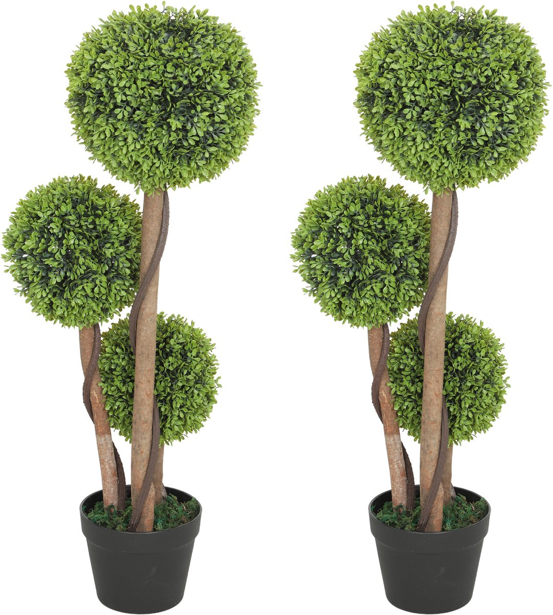 HOMCOM Artificial Topiaries-Kunststoff, Zement-17L x 17B x 90H cm-Grün
