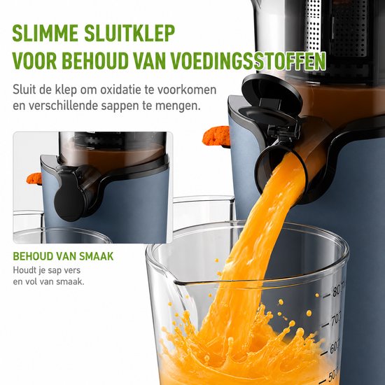 AALVERO - Sap pers - sapcentrifuge - slow juicer - Vruchtenpers - 78 mm Invoer - 200w - Fruit en Groenten - Easy clean - Zwart — afbeelding 2
