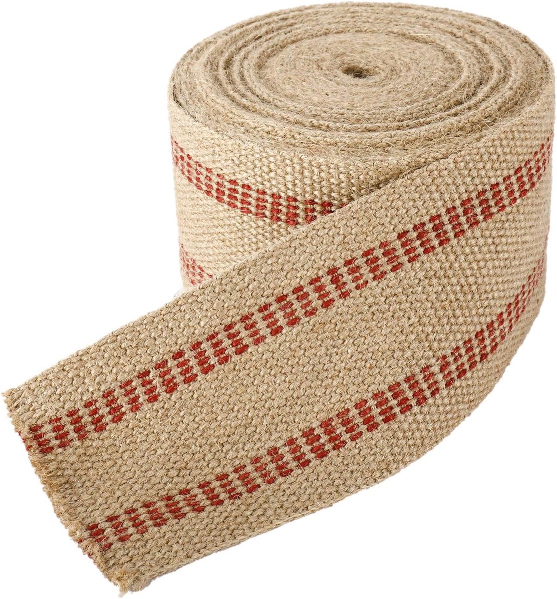 1 Rol Jute Singelband - 8,9 cm x 9 m x 2 mm - Extra Stevig met Rode Streep - Voor Stoelreparatie
