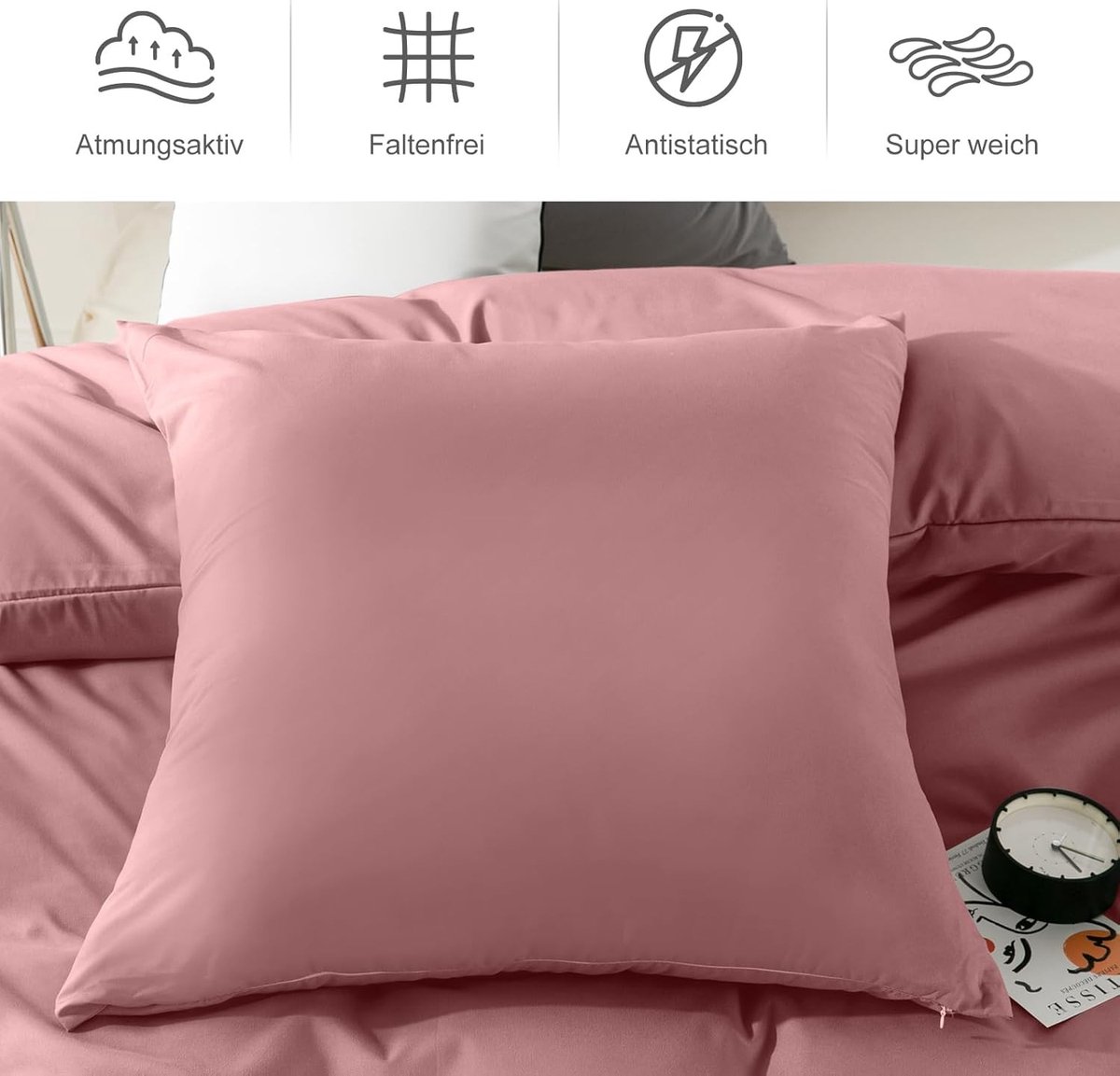 Set van 2 Kussenslopen - Oudroze - 50 x 70 cm - Zachte Microvezel met Ritssluiting - Voor Comfortabel Slapen