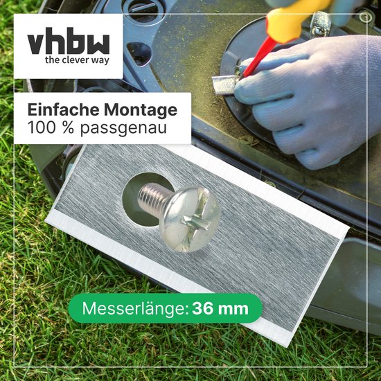 vhbw 30x vervangingsmessen, vervanging voor Kress KA0001, KA0002, KRE11004499000, 6924328318552 voor grasmaaiers - vervangingsmes zilver, roestvrij staal van VHBW — afbeelding 2