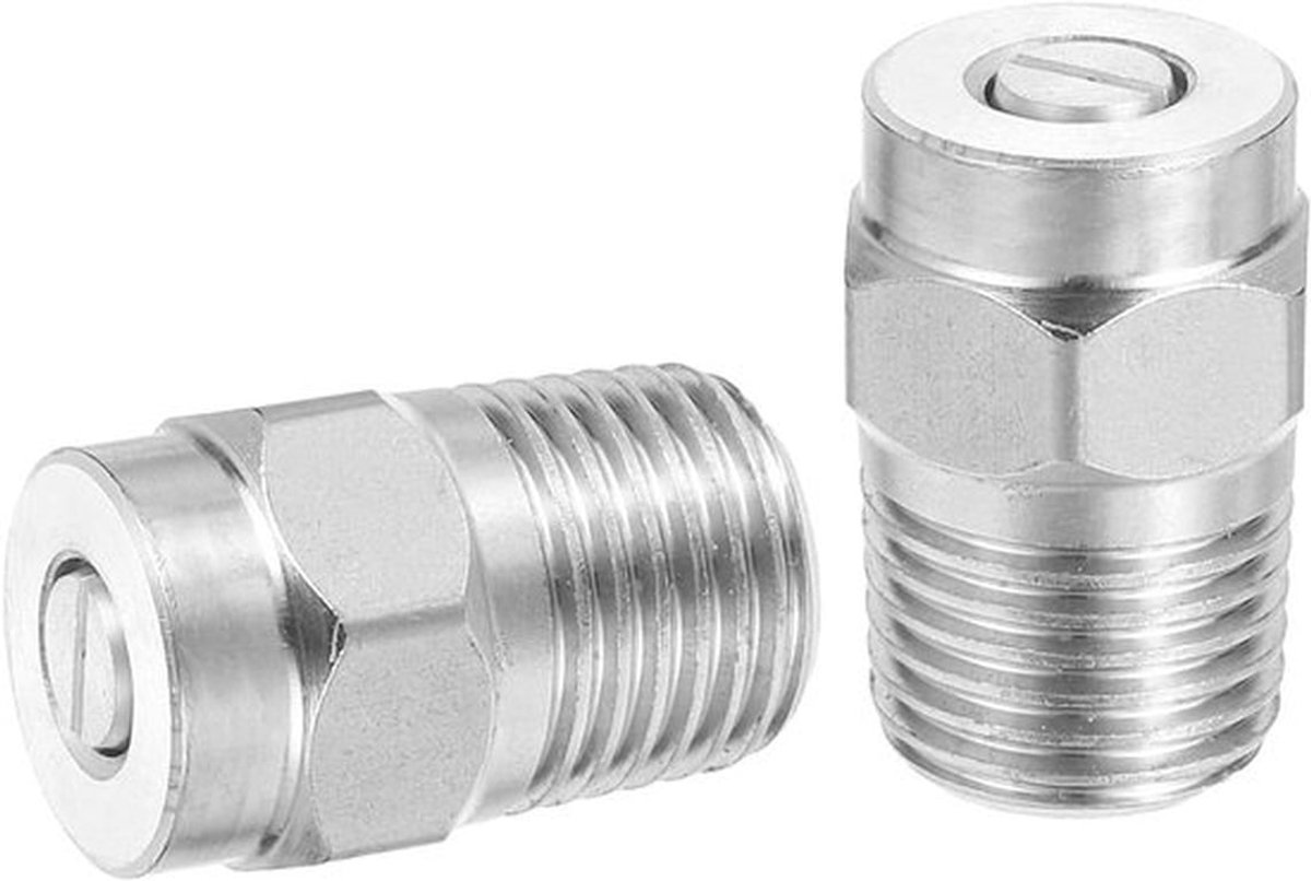 Hogedrukreiniger Mondstukken - Universele Vervanging 2 Stuks - Roestvrijstalen Schroefdraad - Bodemreiniger Waterbezem - 1/4 Inch NPT - 40 Grad. 030 Mondopening