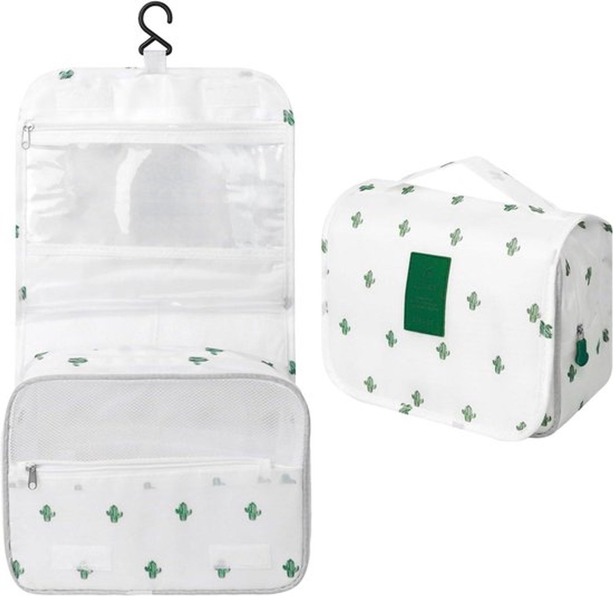 Multifunctionele Waterdichte Toilettas voor Dames en Heren - Grote Make-uptas met Haak voor Kamperen en Reizen - Wit.