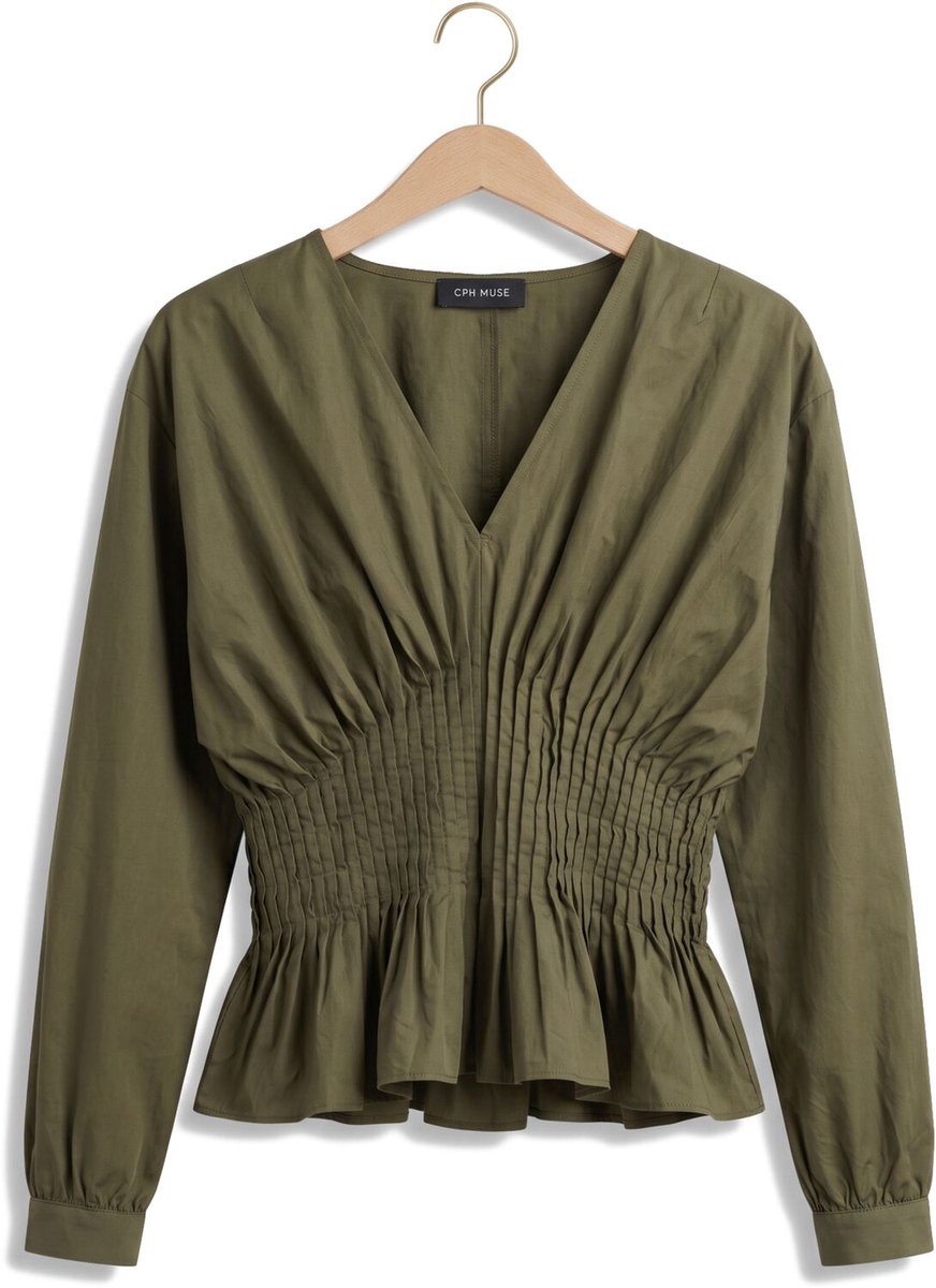 Copenhagen Muse Cmpoplin-blouse Blouses Dames - Olijf - Maat XL