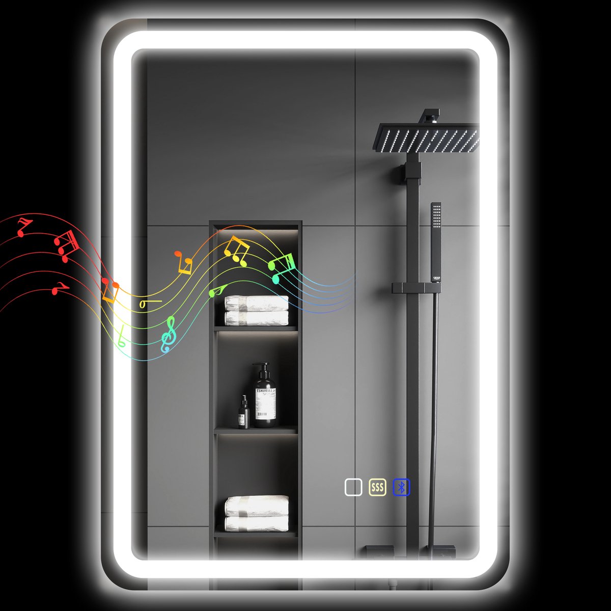 Badkamerspiegel met Bluetooth - Zilver 70 x 50 cm
