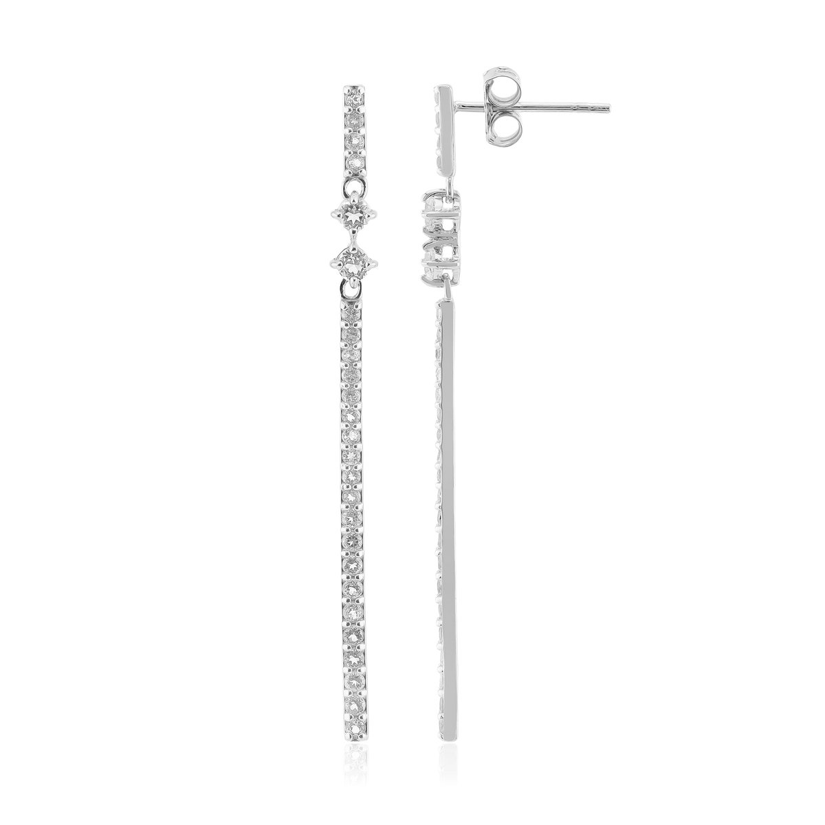 Cavill - Lange Zilveren Oorbellen 925 Sterling Zilver - Witte Topaas 0,92 ct - Elegante Oorbellen Dames met Edelstenen, Rhodium, Nigeriaans