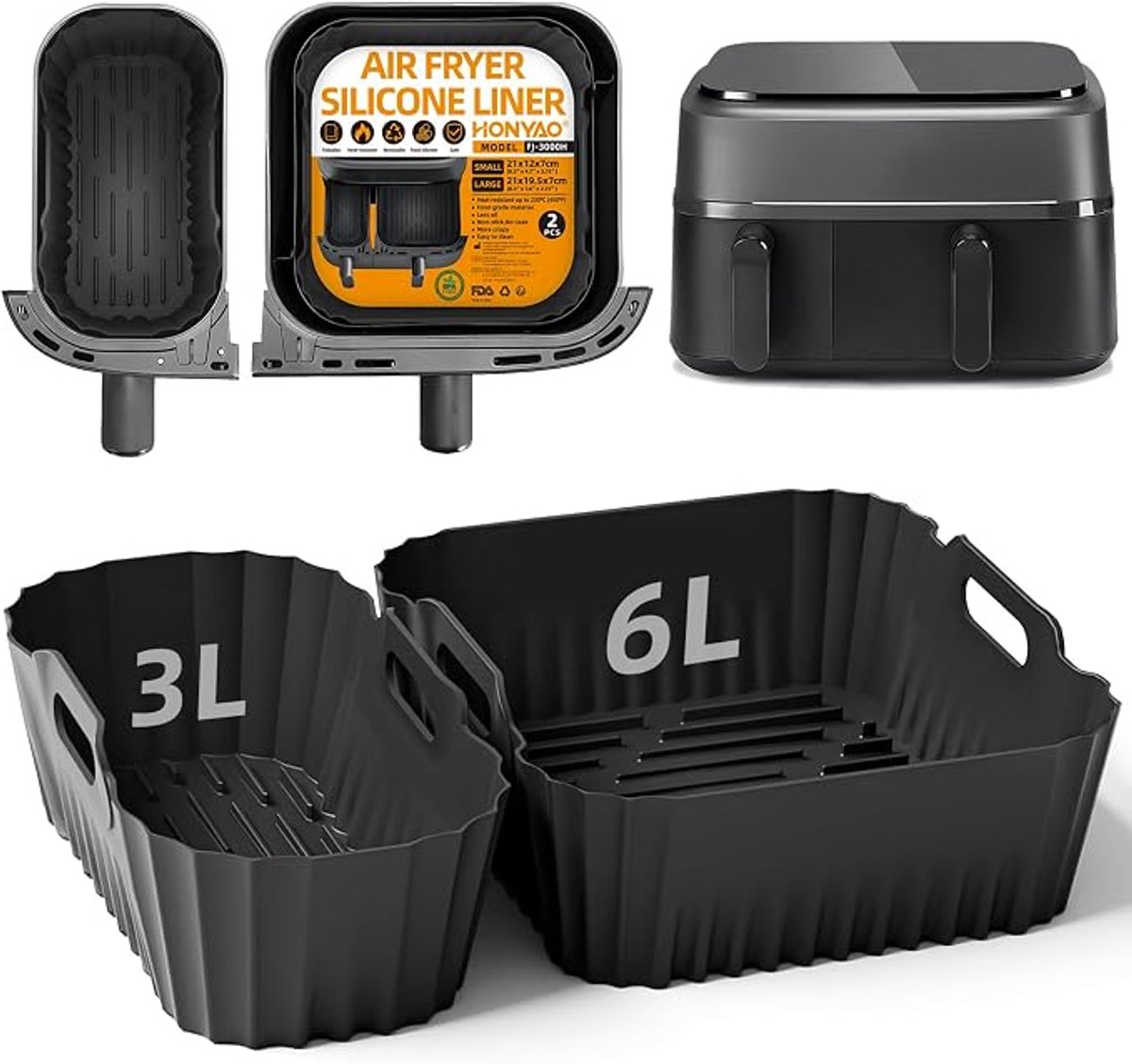 Siliconen Airfryer Bakvormen 2 Stuks - Accessoires Philips Airfryer 3000 9L NA350/00 en Steam 5000 NA550/00
