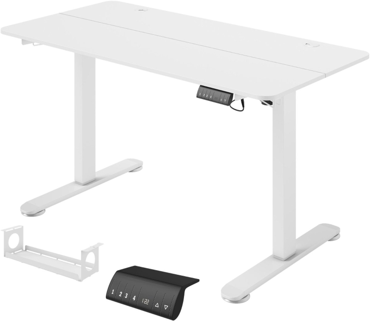 Bureau 140×70×72-116 cm wit metaal computerbureau sta-bureau tafel studiebureau in hoogte verstelbaar stabiel en duurzaam geschikt voor kantoor studeerkamer en werkruimte