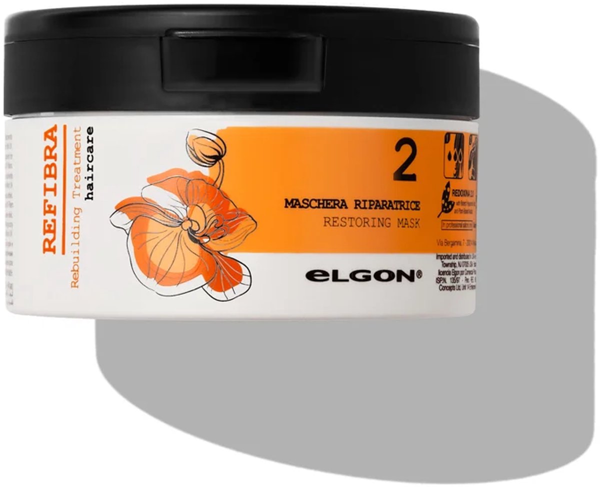 Elgon Refibra 2 Restoring Mask 500 ml - Verzorgende Haarmasker - Intens Herstellend - Voor Zeer Beschadigd Haar - Hydraterend - Maakt Haar Zacht En Glanzend