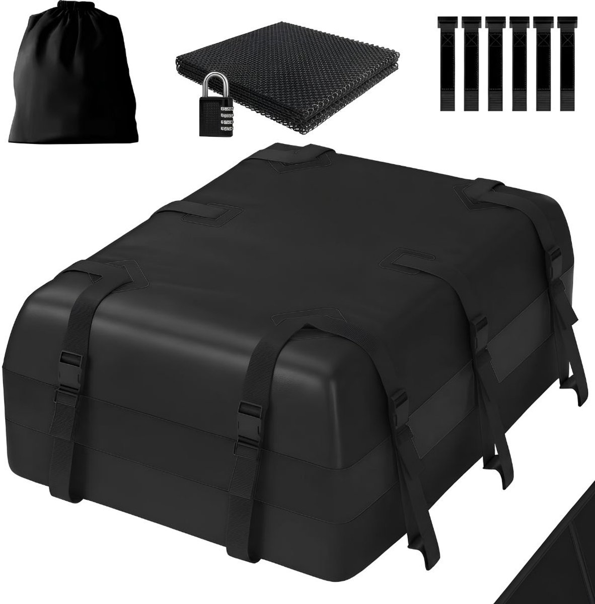 LNMsolutions® Dakkoffer - Dakkoffer met Dakdragers - Auto Dakkoffer - Zwart - 130cm x 95cm x 44cm
