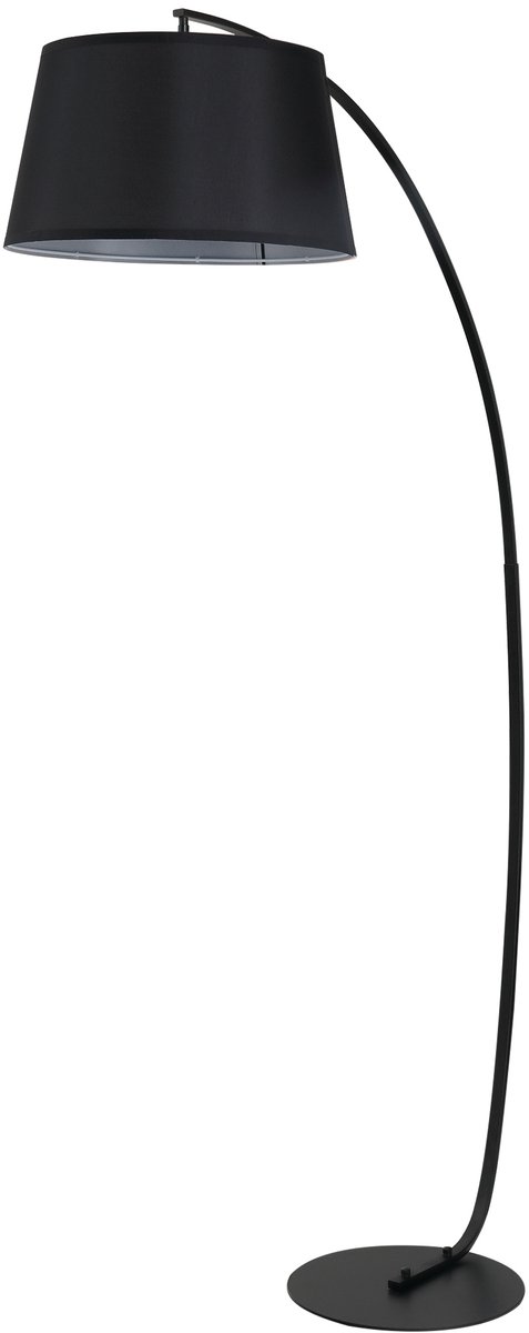 Vloerlamp met stoffen kap - 190x47 cm - boogvormig - voetschakelaar - zwart
