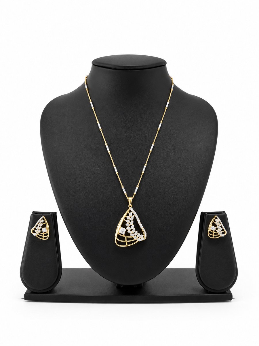 N3 Collecties Elegante goudkleurige druppelvormige hanger en oorbellen set voor dames