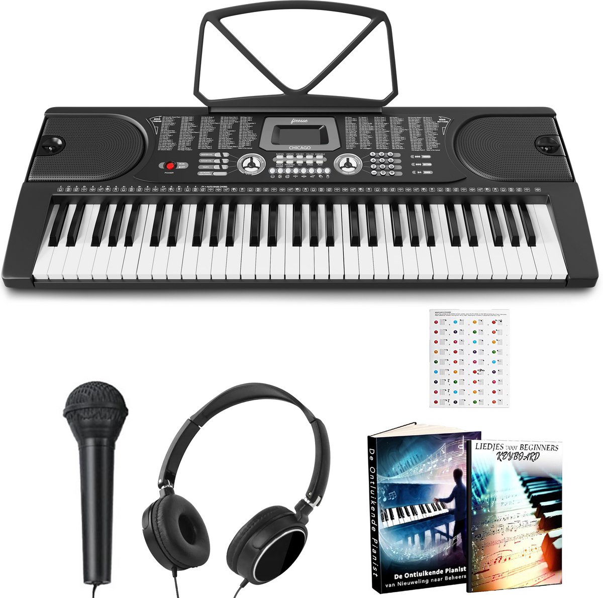 Finesse Keyboard Piano met Accessoires - 61 Keys - Digitale Piano - Elektrische Piano - Kind & Volwassene
