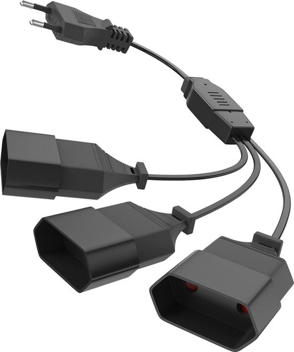 Verlengsnoer 3-in-1 stroomkabel drievoudige type C-stekker 0.75 mm² max 25 A/250 V voor TV-pc-computer-monitor-beamerlamp-huishoudelijke apparaten 0.3 m