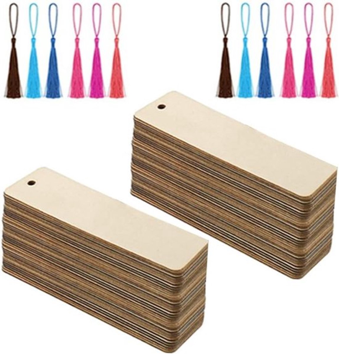 36 stukken houten blanco boekenleggers - cadeau-tags - boekenkaarten - decoraties - tassels - pagina clip - boek papier