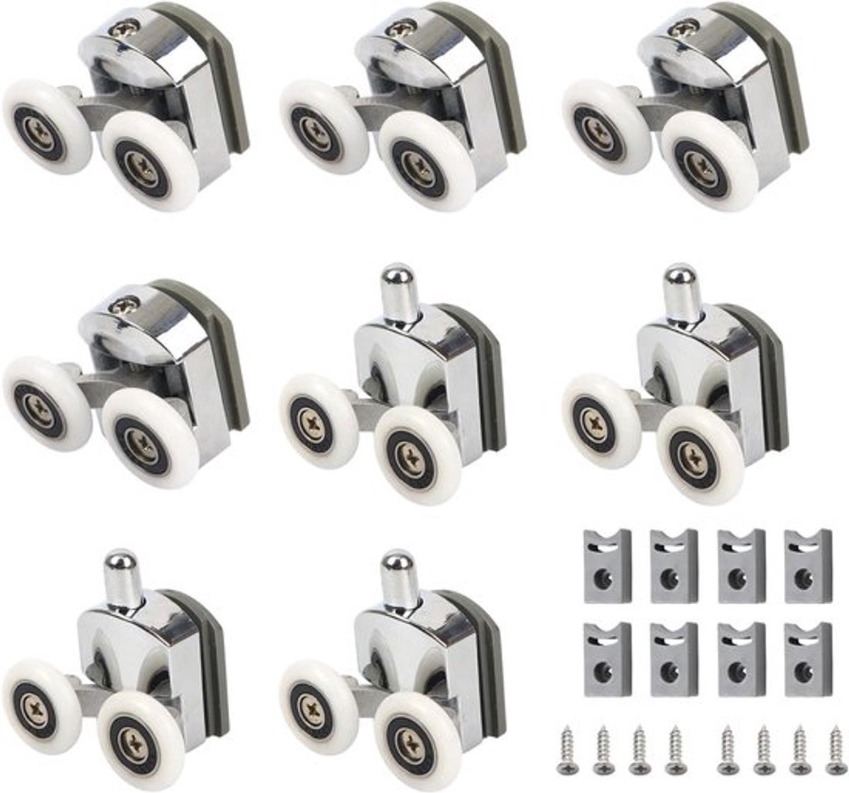 8 stuks douchedeurrollen - douchecabine rollen voor schuifdeuren - douchecabineduren - schuifdeur - douchedeur - douchewand - douchegordijn - schuifdeur badkamer - badkameraccessoires