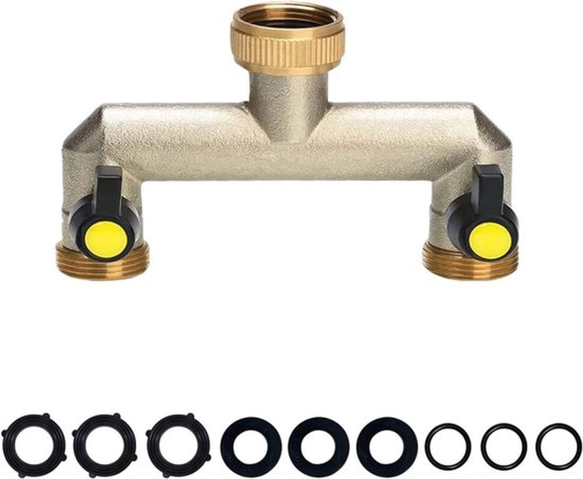 Tuin Buitenkraan Splitter - 2-weg - 3/4" Adapter - Tweevoudige Aansluiting - Kraan Splitter - Dubbele Aansluiting - 2-poorts Met Slang Verdeler