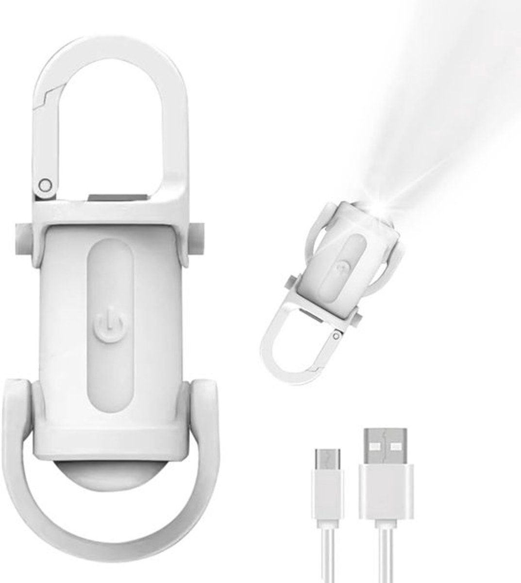 2025 Waterdichte Mini Zaklamp met Powerbank - Zeer Heldere Ketting-Zaklamp - Mini Zaklamp voor Noodstroom - Buiten Kamperen - Zoeklichtfunctie (Wit)
