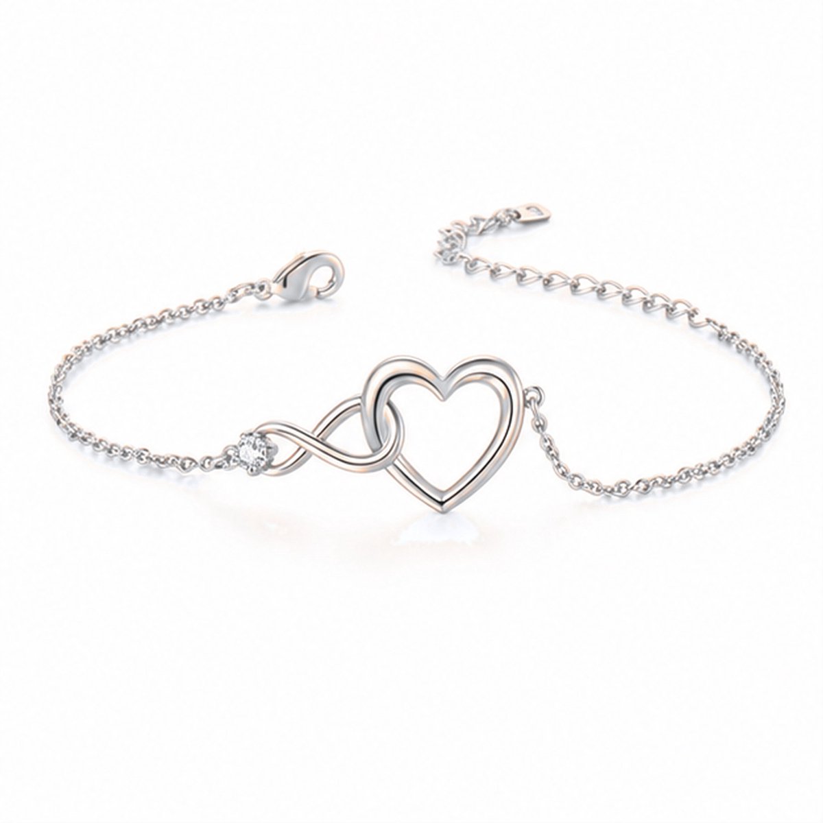 LGT JWLS - Dames armband - Zilverkleurig - Hart en infinity