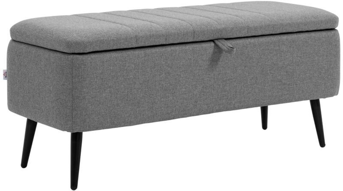 Schoenenbank 102×40×44 cm grijs metalen poten polyester bank bedbank leeskruk kruk met opbergruimte stabiel en duurzaam geschikt voor hal en slaapkamer