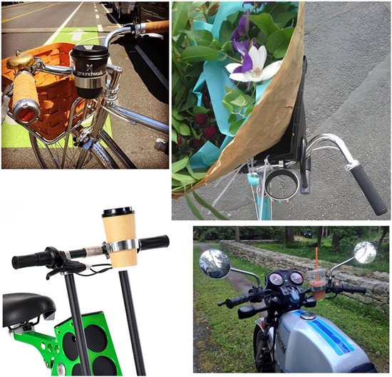 Fietsstuur Bekerhouder - 1 Stuk - Drinkfleshouder - Bidonhouder - Universele Bekerhouder - Fiets Accessoires - Fietsfleshouder - Drankhouder Fiets - Geschikt Voor Koffiebekers, Thee & Warme Dranken - Zilver — afbeelding 5