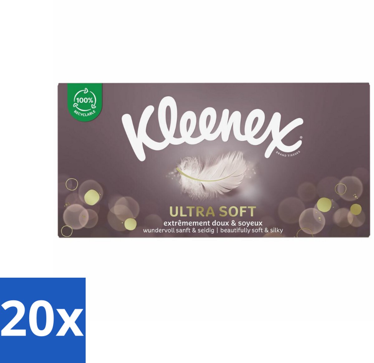 20 x Kleenex Tissues Ultra Soft 64 stuks per verpakking - Kleenex Ultrasoft Tissues - Zachte Tissues - Verkoudheid - Tranen - Gezicht Opfrissen